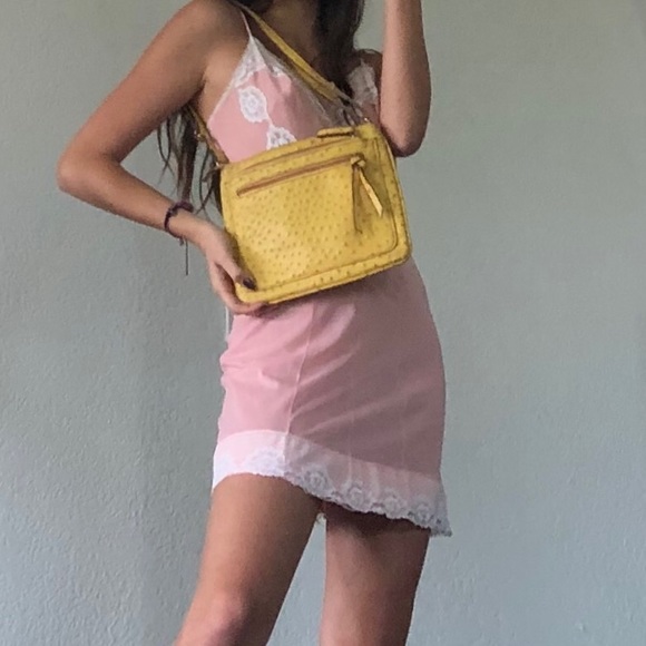 Yellow Faux Ostrich Leather Bag - Picture 5 of 7